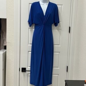 Elegant Blue V-Neck Dress